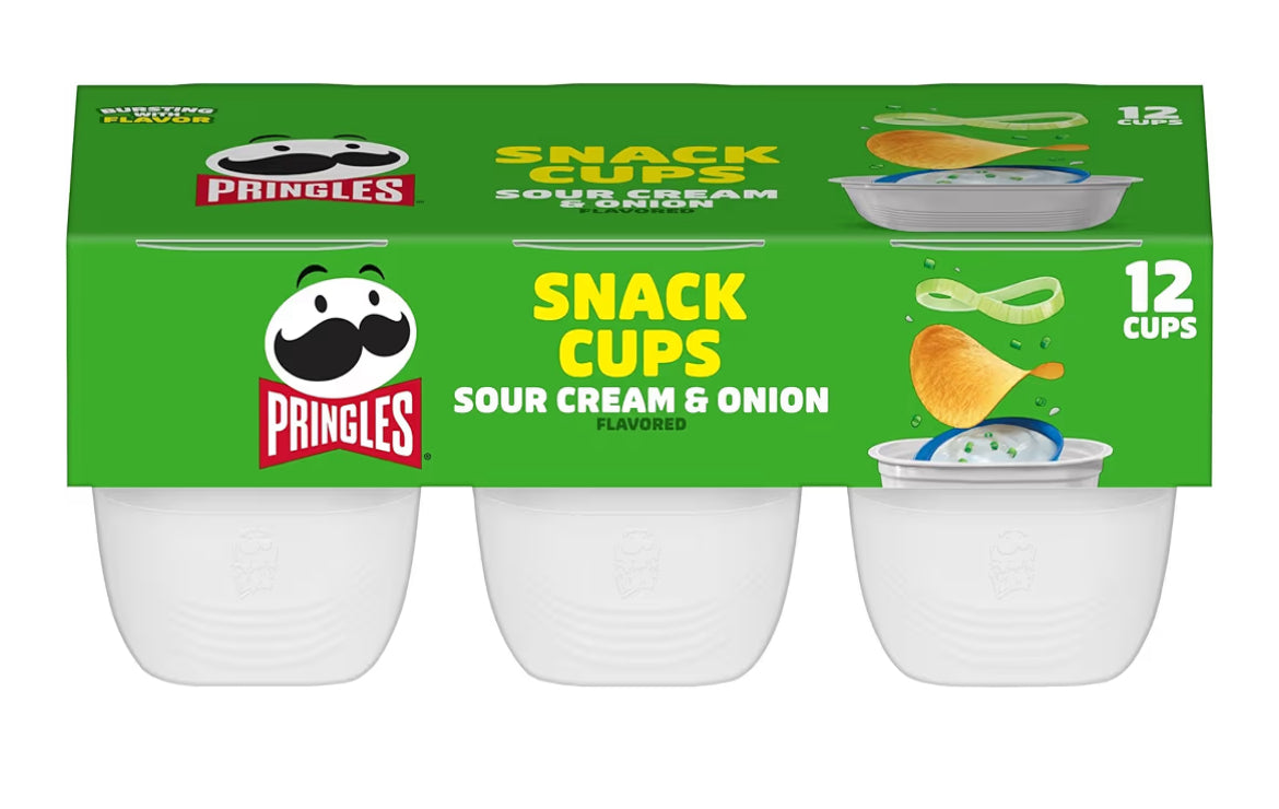 Pringles Sour Cream and Onion potato crisps chips in 8.8oz snack stack tray