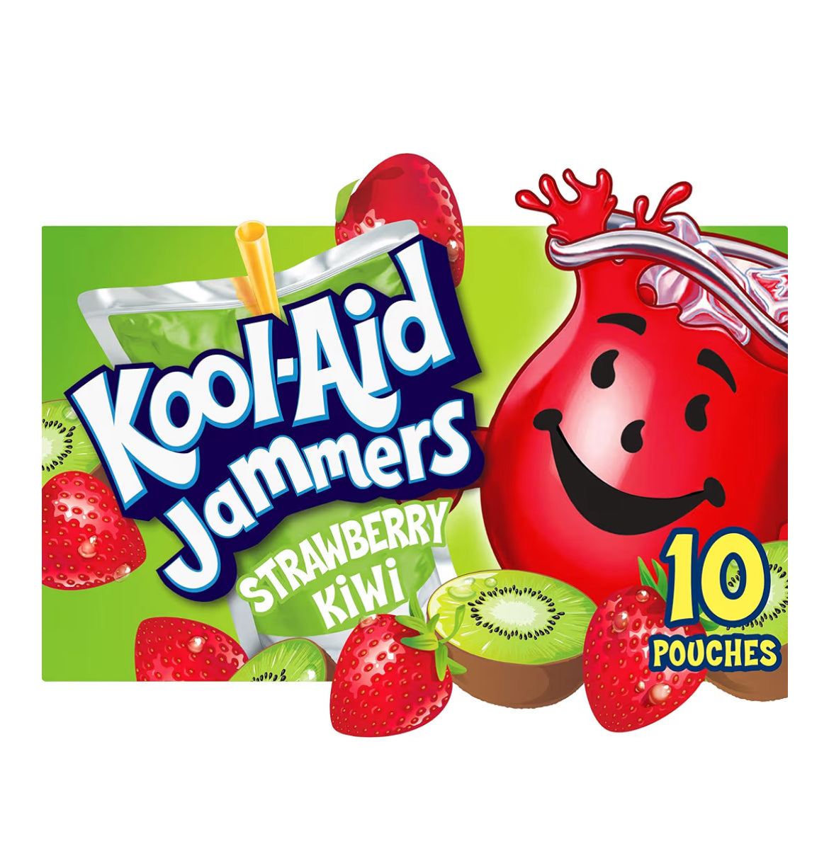 Kool-Aid Jammers Strawberry Kiwi drink pouch 6 fl oz with straw for school lunches and on-the-go hydration