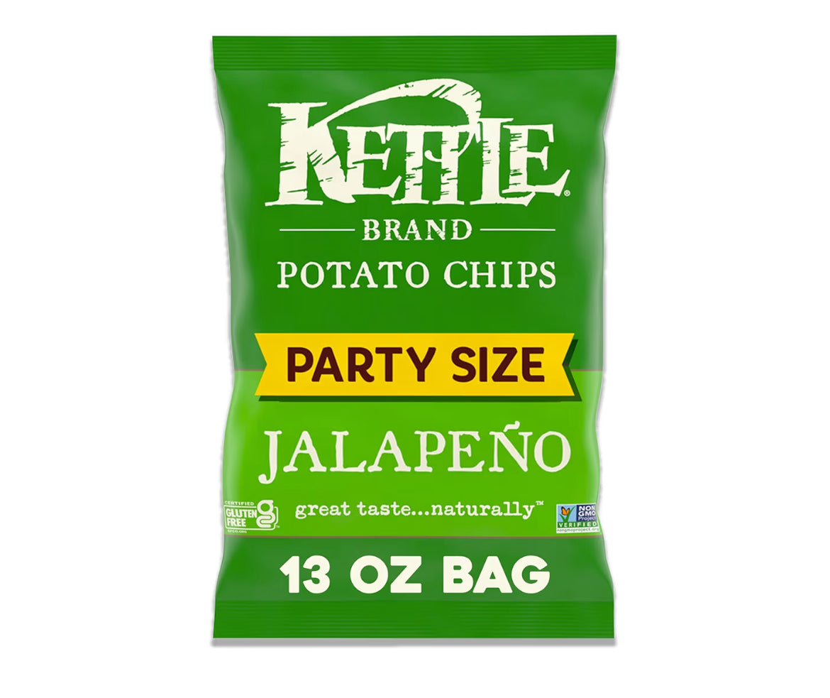 Kettle Brand Potato Chips, Jalapeno Kettle Chips, Party Size, 13 Oz
