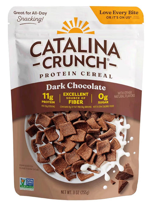 Catalina Crunch Dark Chocolate Protein Cereal 9 oz bag gluten-free sugar-free breakfast