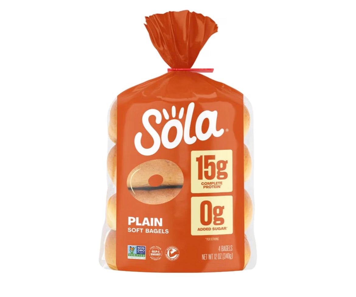The Sola Company Plain Bagels, 12 OZ