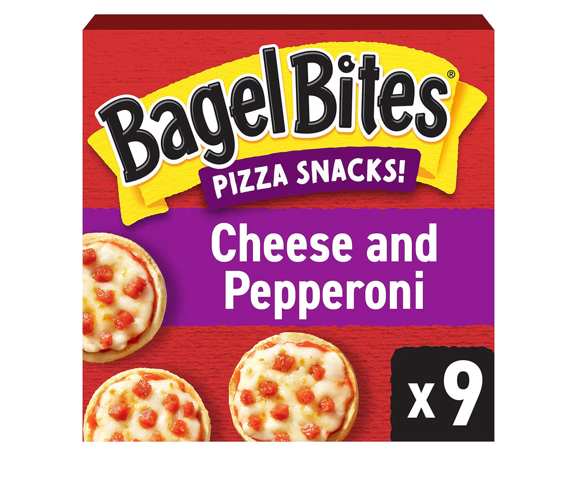 Bagel Bites Mini Pizza cheese and pepperoni frozen snack box 9 count