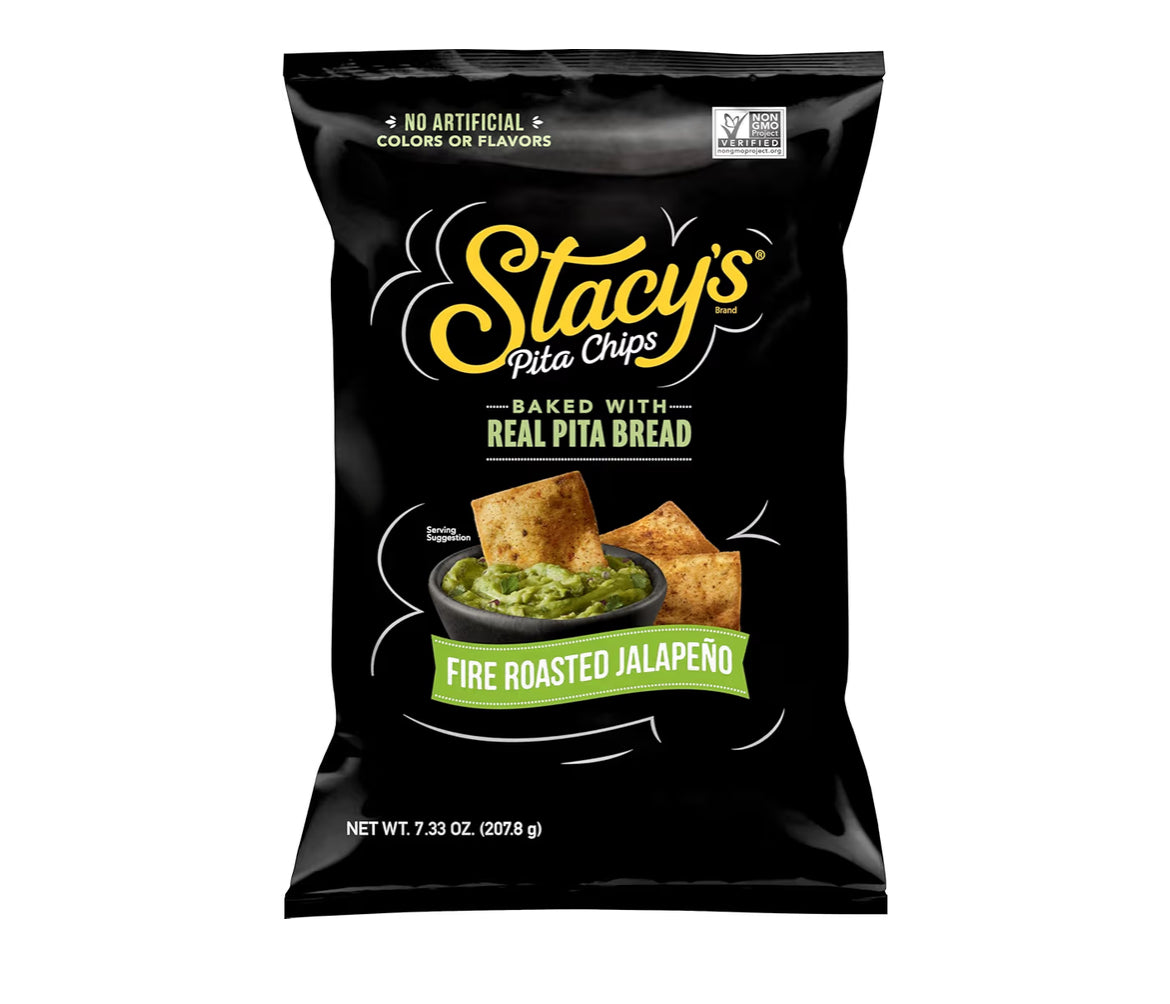 Stacy’s Pita Chips Fire Roasted Jalapeno 7.33 oz bag no artificial colors or flavors