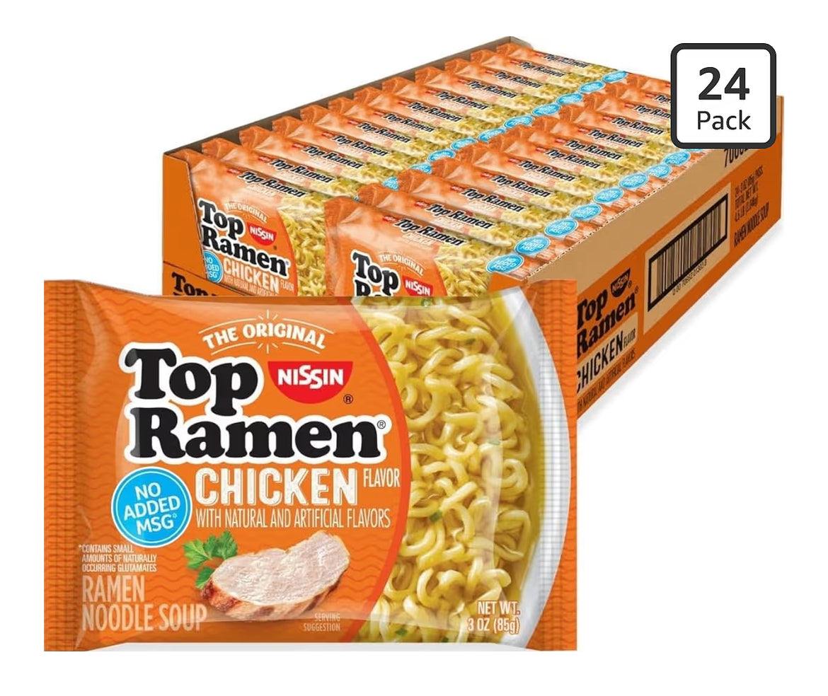Nissin Top Ramen Chicken Noodle Soup pack of 24 instant ramen cups