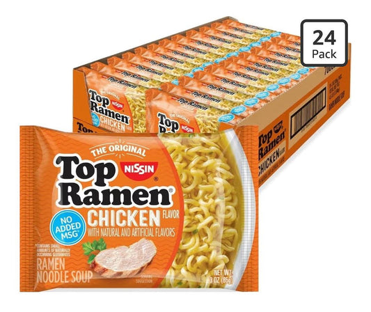 Nissin Top Ramen Chicken Noodle Soup pack of 24 instant ramen cups