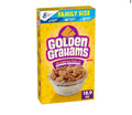 Box of Golden Grahams Breakfast Cereal family size 18.9 oz with graham cracker taste and whole grain