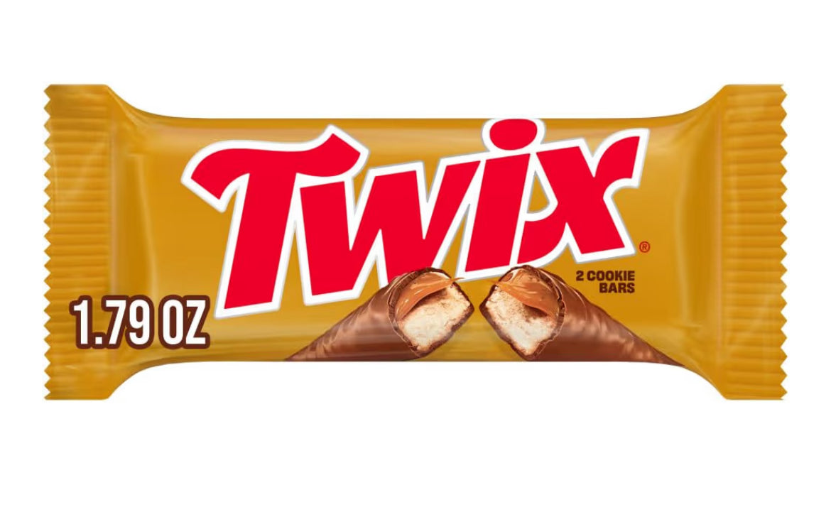 TWIX Milk Chocolate Caramel Cookie Candy Bar, Full Size Candies, 1.79 oz Bar