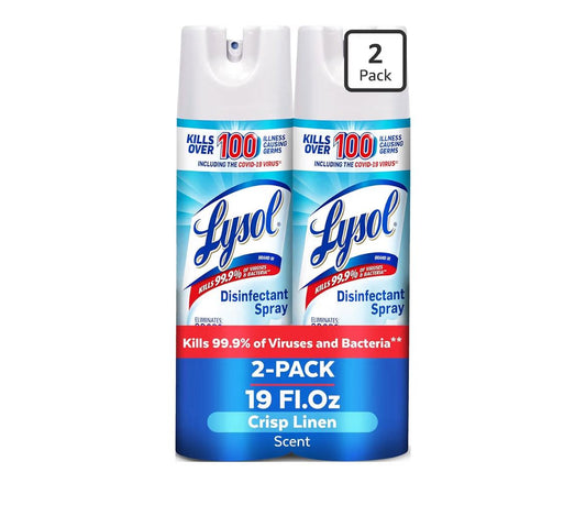 Lysol Disinfectant Spray Crisp Linen 19 Fl Oz Pack of 2 antibacterial sanitizer and deodorizer