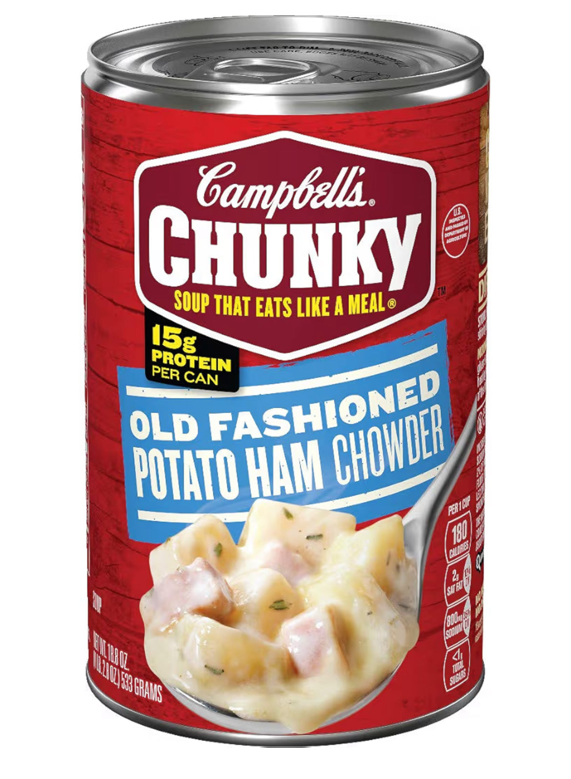Campbell's Chunky Old Fashioned Potato Ham Chowder 18.8 oz can with potatoes and ham soup