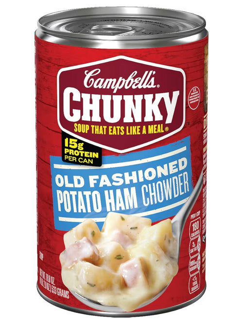 Campbell's Chunky Old Fashioned Potato Ham Chowder 18.8 oz can with potatoes and ham soup