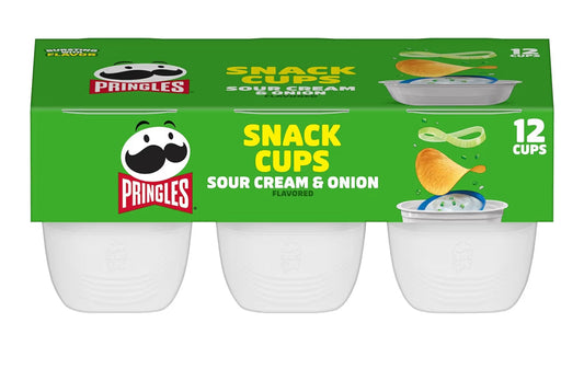 Pringles Sour Cream and Onion potato crisps chips in 8.8oz snack stack tray