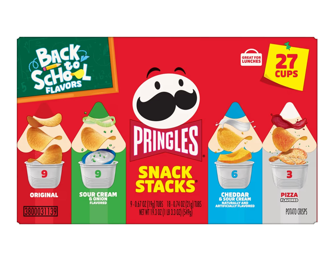 Pringles Potato Crisps Chips, Lunch Snacks, Back to School Snacks, Variety Pack (27 Cups)