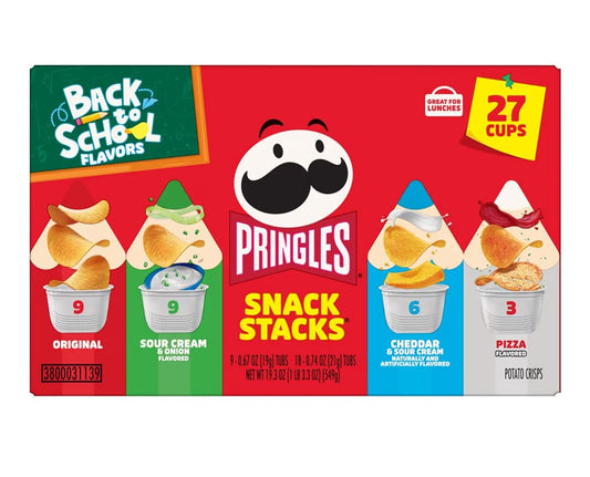 Pringles Potato Crisps variety pack with individual snack cups for back to school and lunch snacks