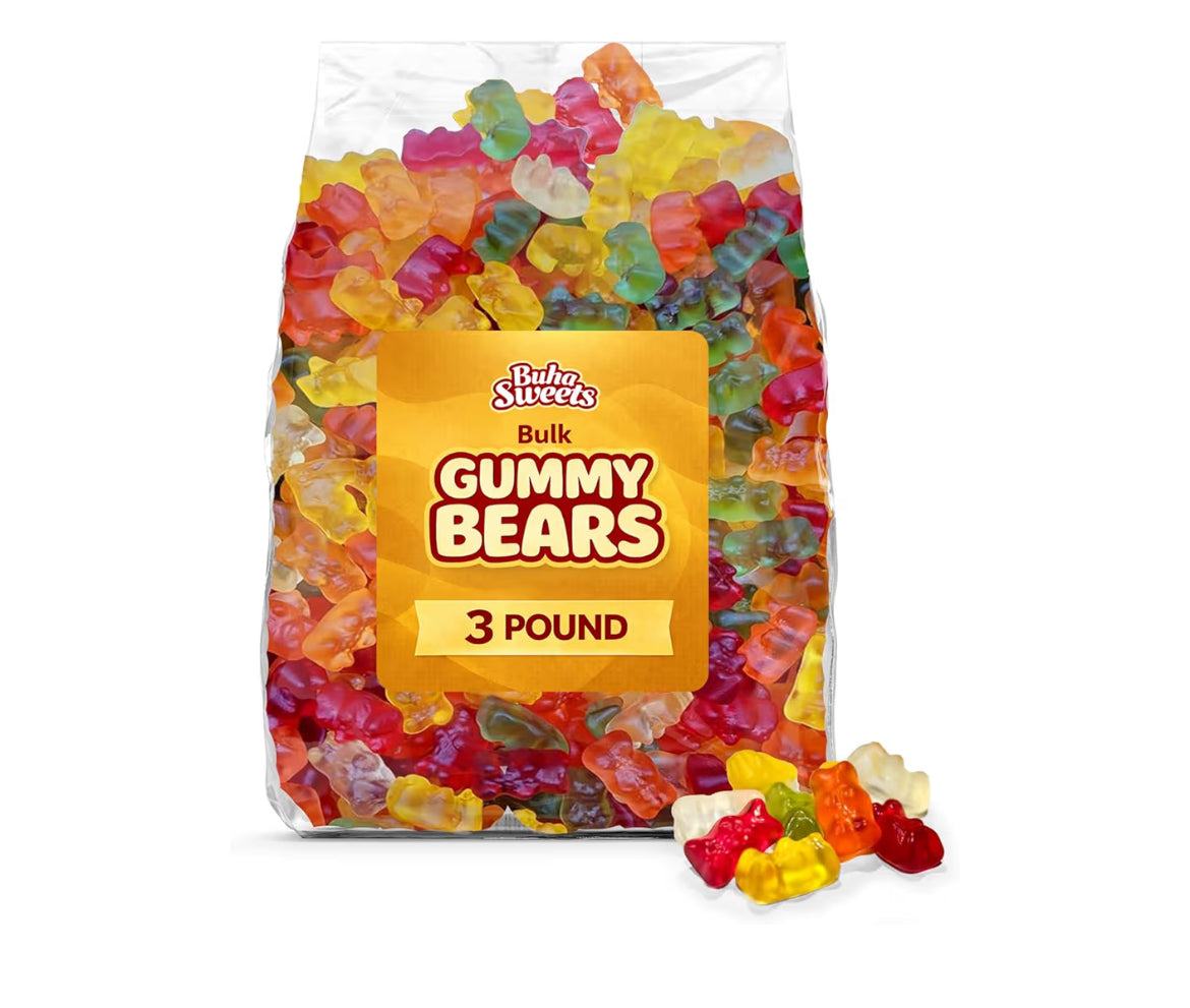 Bulk Gummy Bears 3 Pound Bag – Soft, Chewy Gummy Candy in Assorted Fruity Flavors and Colors, Perfect for Parties, Snacks, Candy Buffets, and Treat Bags