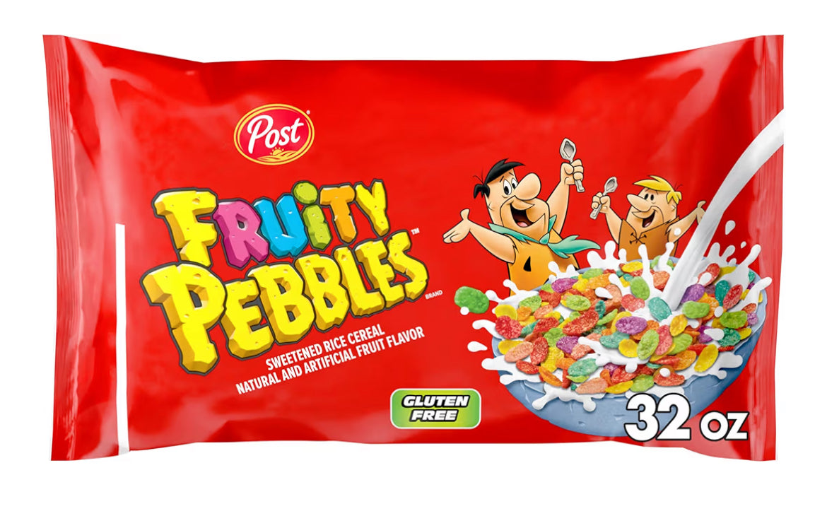 Fruity PEBBLES Breakfast Cereal 32 oz gluten-free sweetened puffed rice bag