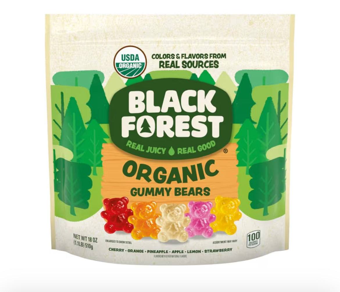 Black Forest Organic Gummy Bears Candy, Made with Real Fruit Juice, Colors and Flavors from Natural Sources, Gluten Free and Fat Free, 18oz Resealable Bag