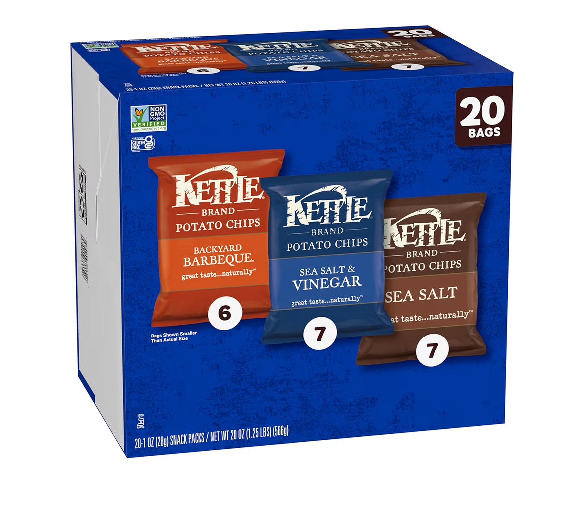 Kettle Brand Potato Chips Variety Pack, 1 Oz, 20 Ct