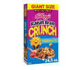 Kellogg's Raisin Bran Crunch giant 24.5 oz cereal box with fiber content