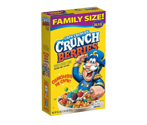 Cap'n Crunch Cereal Crunch Berries 20.5oz box with colorful berry-flavored cereal pieces