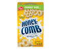 Honeycomb Honey Flavored cereal 19 oz box with honeycomb pieces and milk bowl