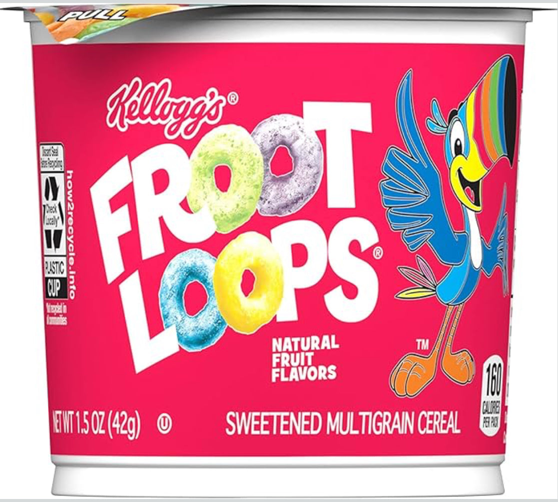 Froot Loops Cold Breakfast Cereal Cup, Fruit Flavored, Breakfast Snacks with Vitamin C, Original, 1.5oz Cup (1 Cup)