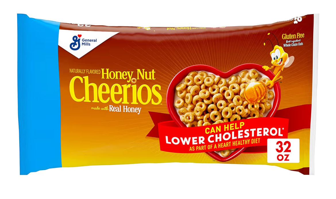 Honey Nut Cheerios Heart Healthy Breakfast Cereal, Gluten Free Cereal With Whole Grain Oats, Value Bag, 32 oz