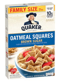 Quaker Oatmeal Squares Breakfast Cereal, Brown Sugar, 21oz Family Size Box