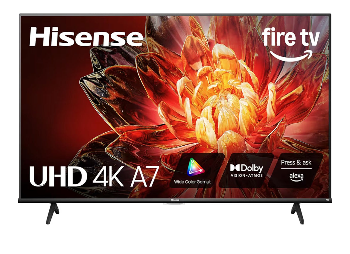 Hisense 55" Class A7 Series (55A7NF,2025 Model) 4K UHD Smart Fire TV, Voice Remote with Alexa, Wide Color Gamut, HDR10+, Dolby Vision, Dolby Atmos, Game Mode, ALLM, Stream Live TV Without Cable