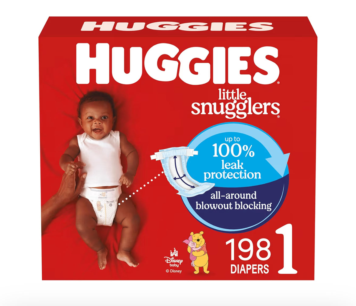 Huggies Size 1 Diapers, Little Snugglers Diapers, Size 1 (8-14 lbs), 198 Count (6 Packs of 33), Packaging May