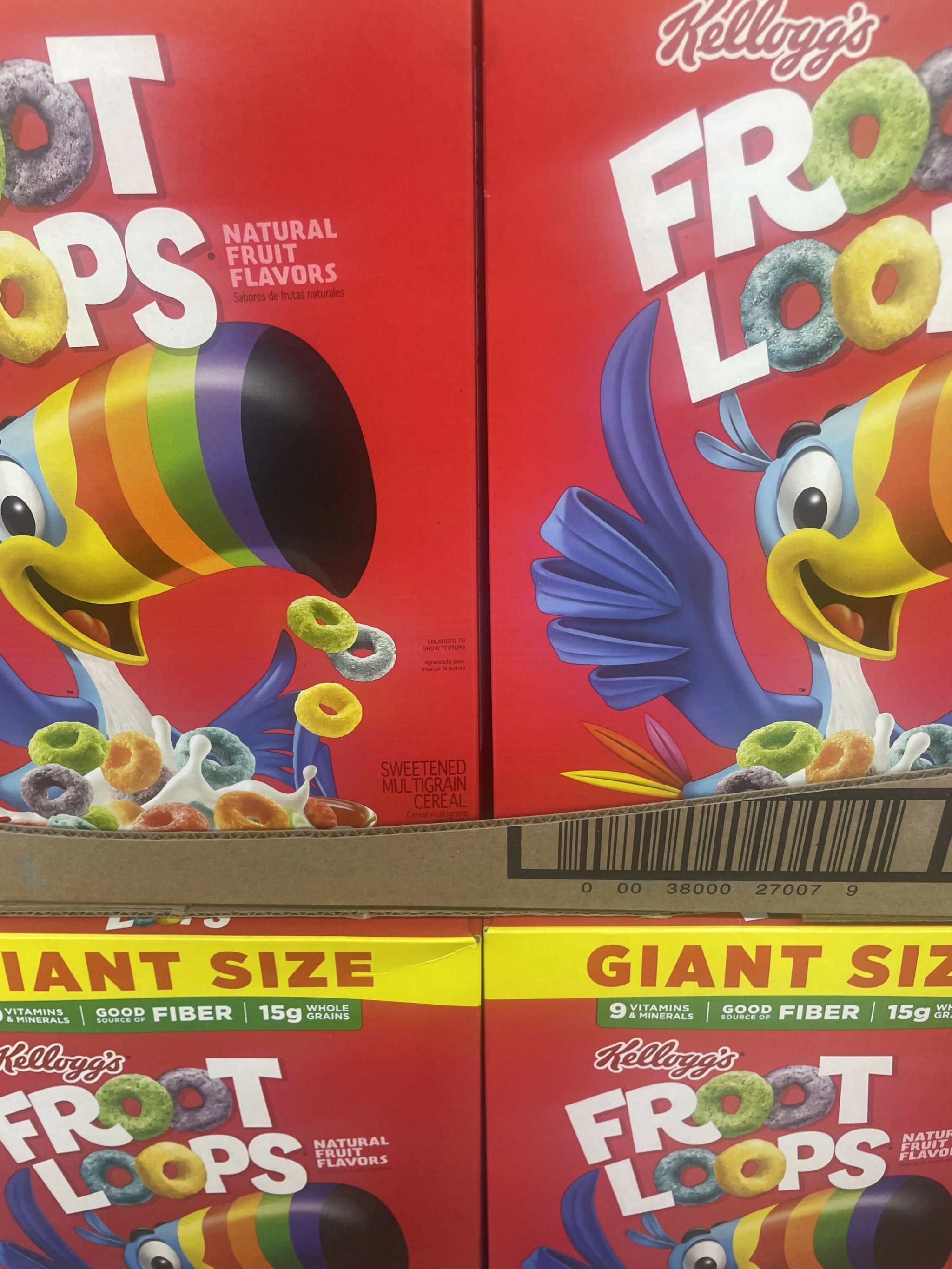 Kellogg's Froot Loops Original Giant Size 23 oz colorful cereal bowl with milk